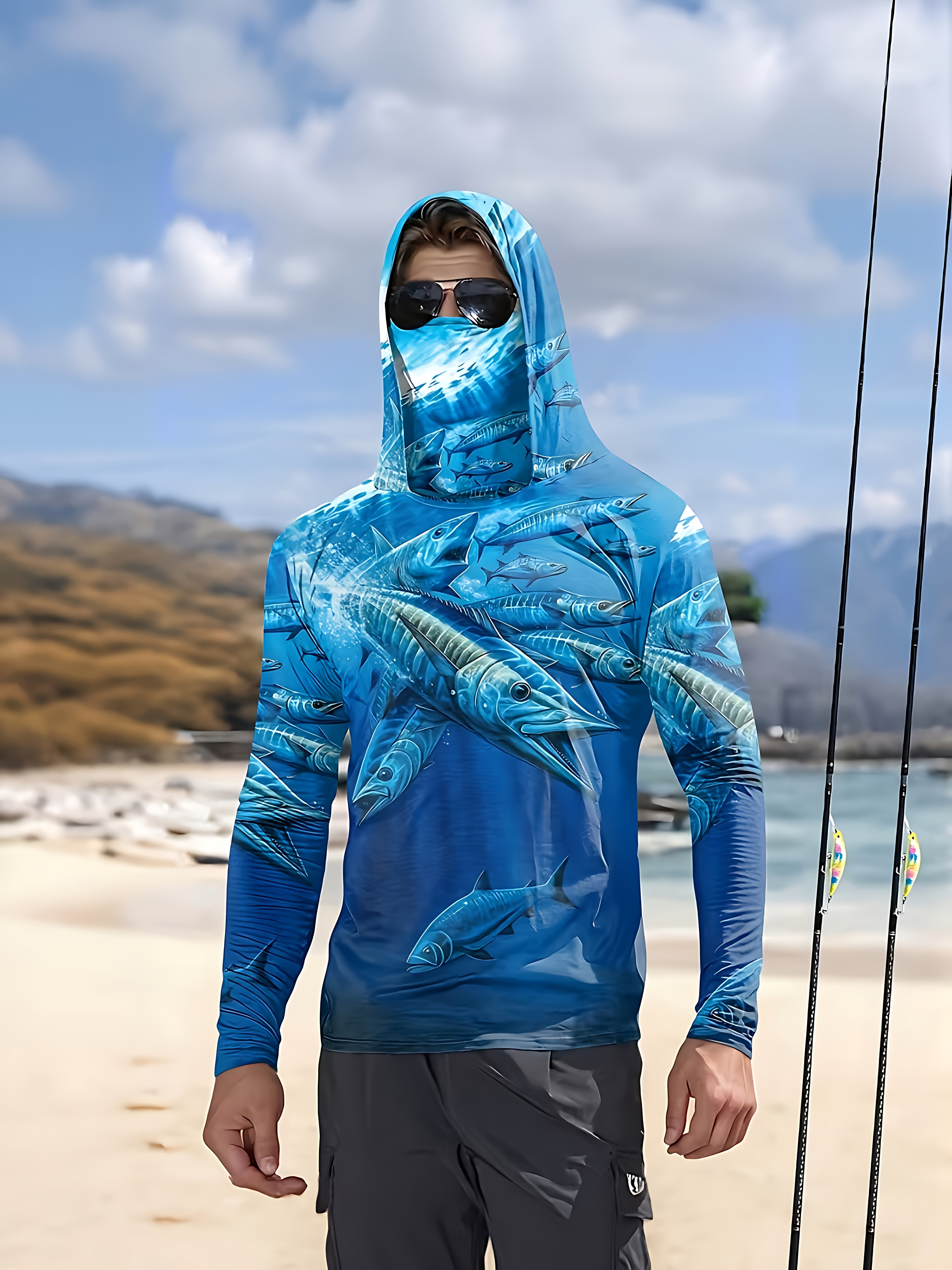 Fishing Shirt Hooded Men Fishi - Fishing Mask Sun Protection recension och pris
