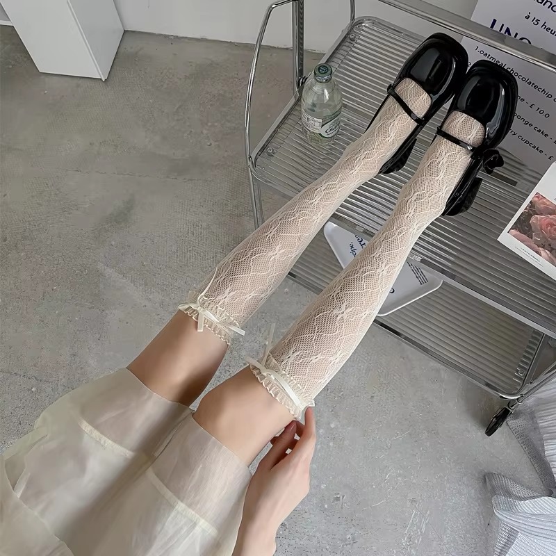 Women Sexy Fishnet Ruffled Bow - Fishing Socks recension och pris