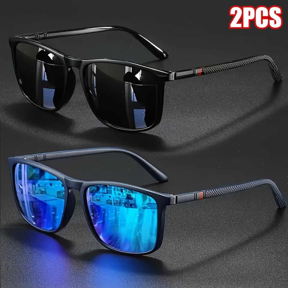 2pcs Luxury Square Vintage Pol - Fishing Sunglasses Polarized recension och pris