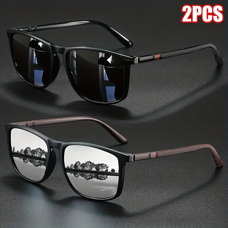 2pcs Luxury Square Vintage Pol - Fishing Sunglasses Polarized recension och pris