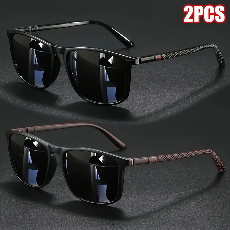 2pcs Luxury Square Vintage Pol - Fishing Sunglasses Polarized recension och pris