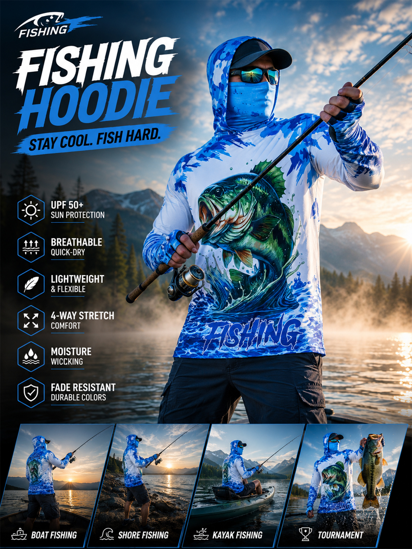 Fishing Hooded Shirt Upf 50 Fi - Fishing Shirt Uv Protection recension och pris